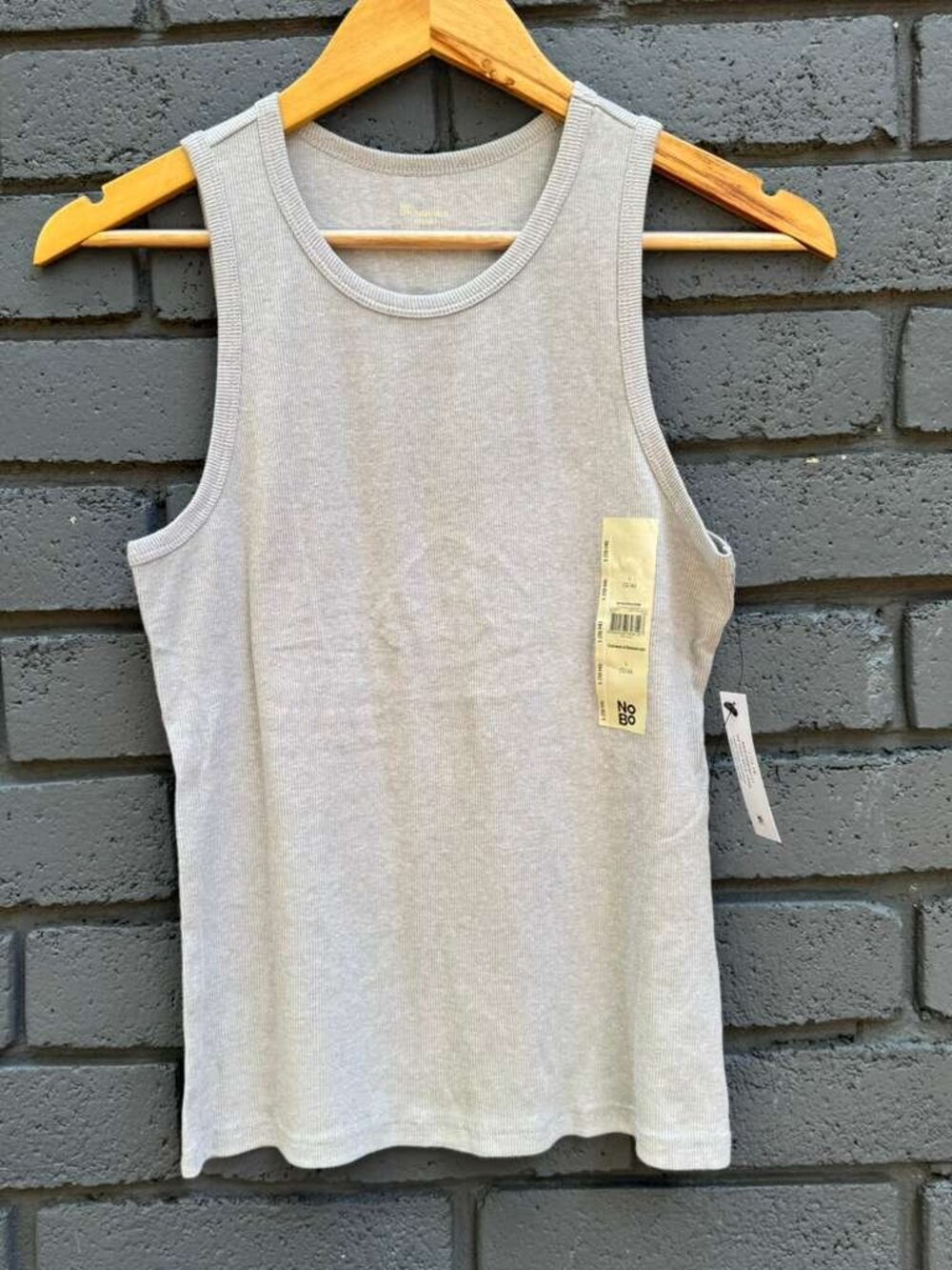 No Boundaries Ribbed Knit High Neck Tank Top, Women's S-XXL Light Gray Casual